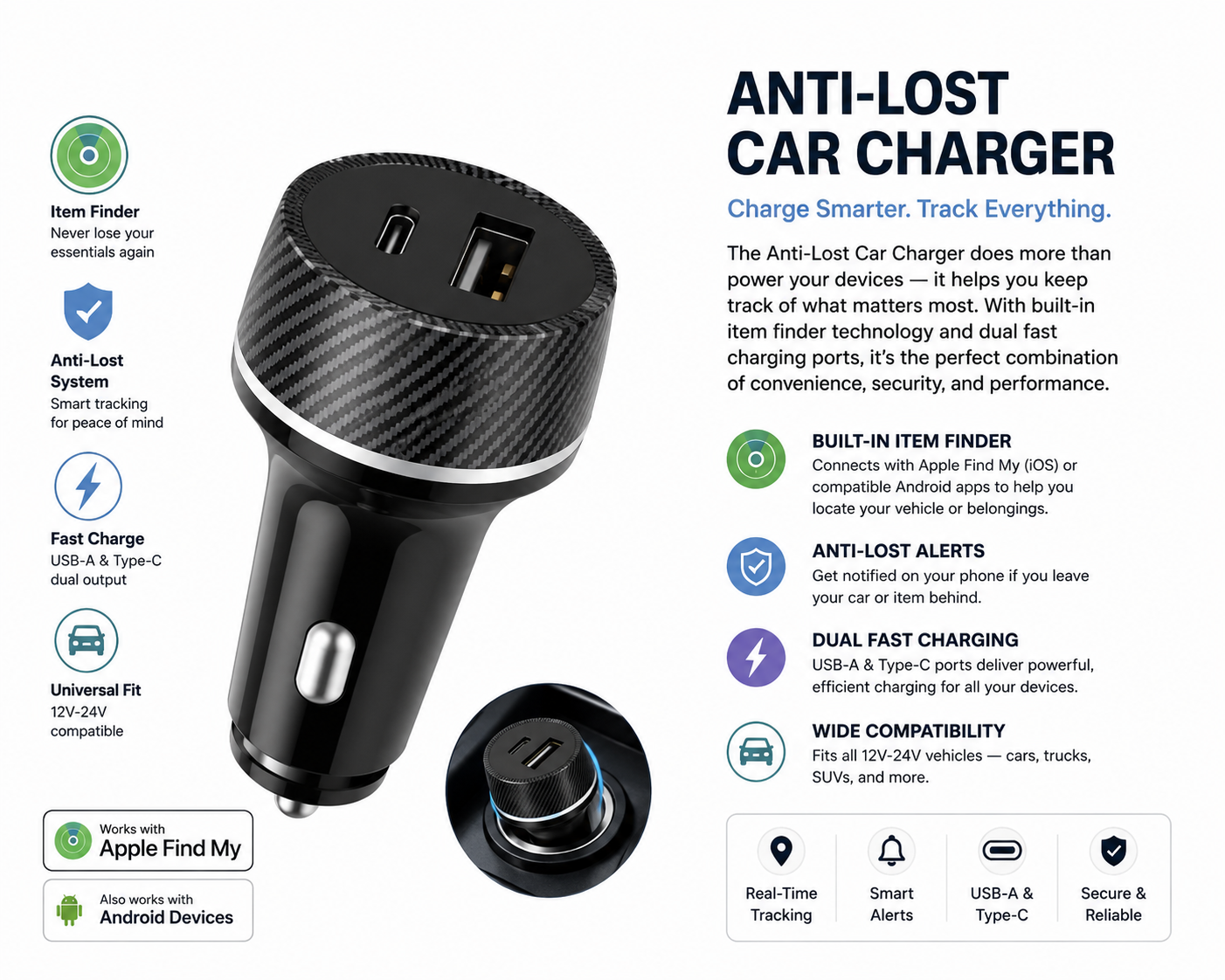 Anti-lost Car charger shipping 7/28