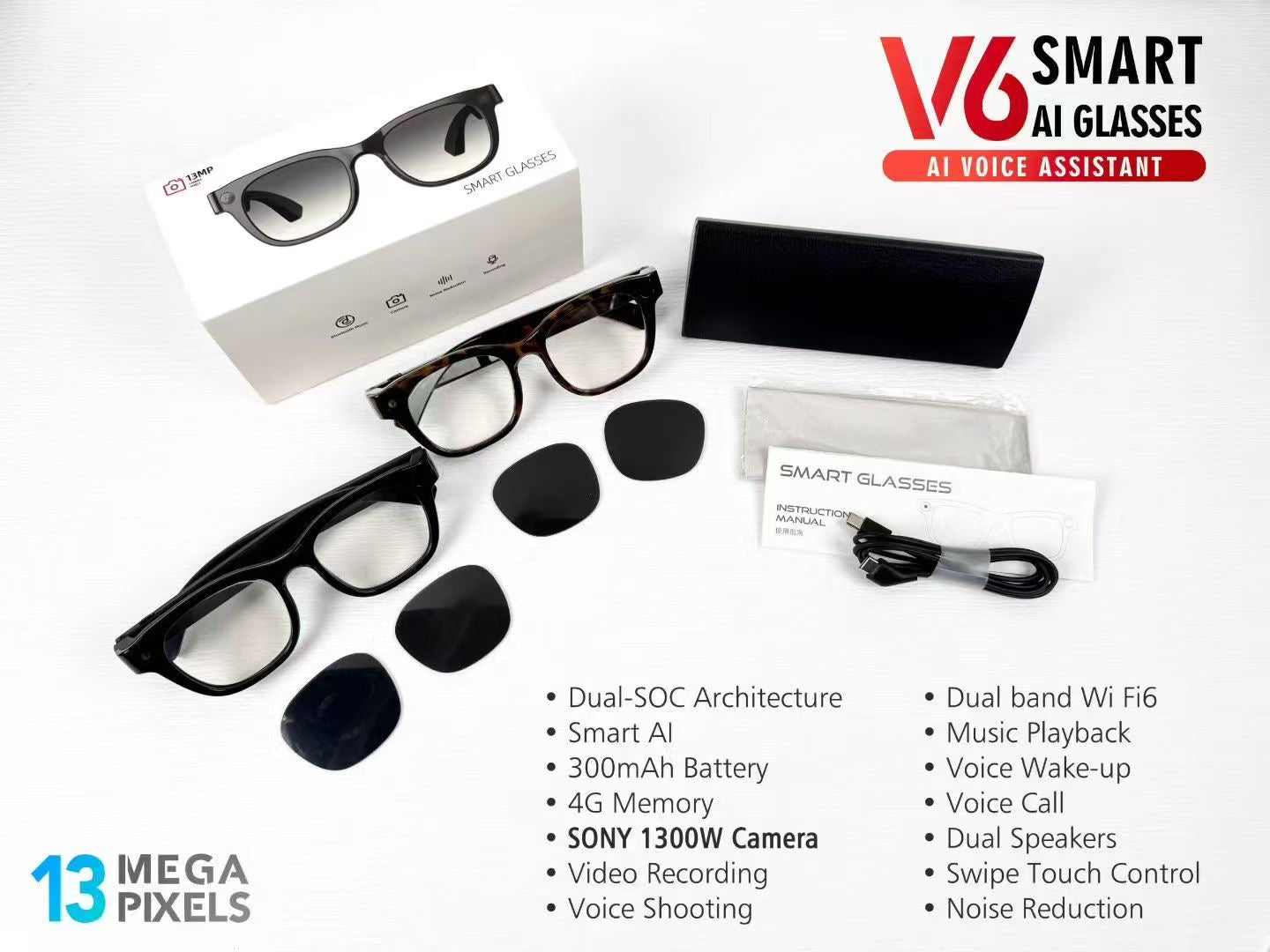 AI smart transparent lens glasses